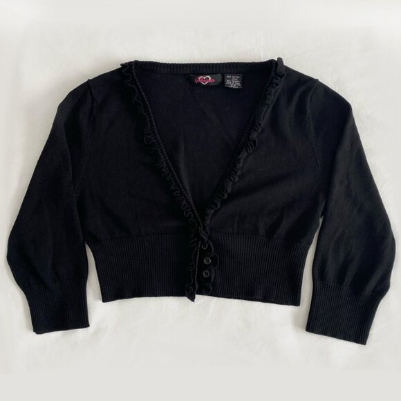 Women's black crop cardigan - Picture 1 of 3